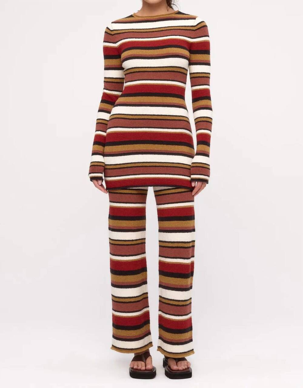 NEW ZULU & ZEPHYR textured knit pant in earth stripe